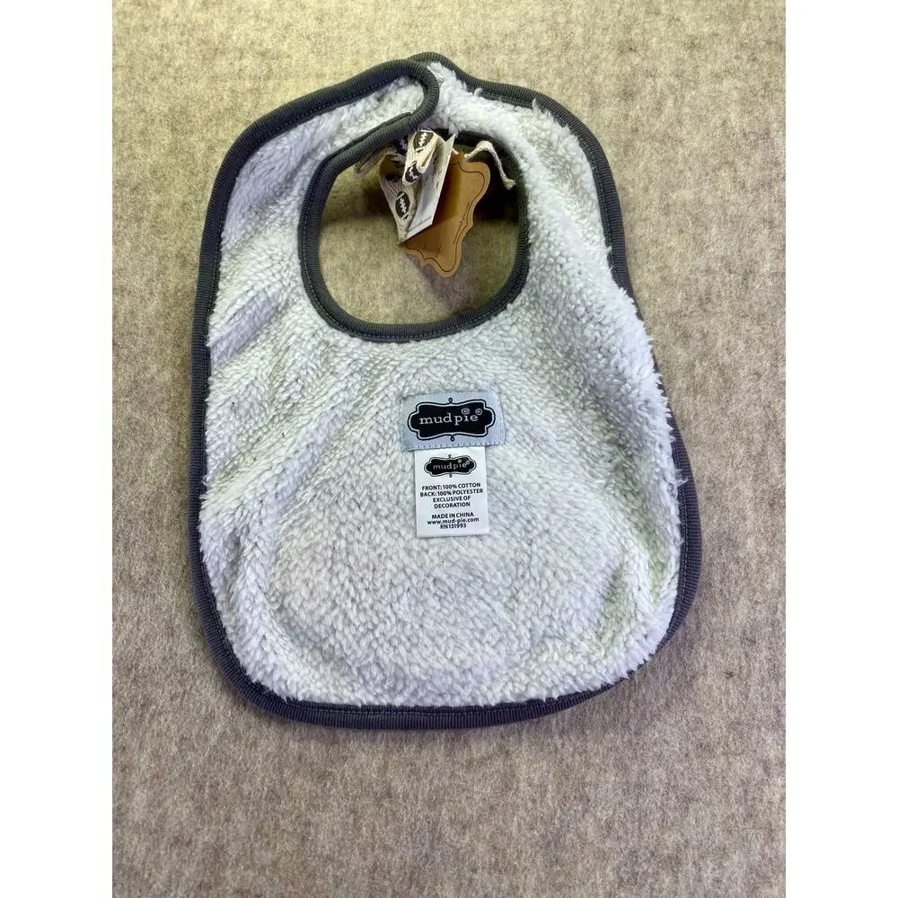 Mud Pie Blue and Gray Striped Football Themed Baby Bib